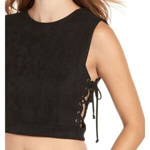 4SI3NNA Faux Suede Lace Up Side Crop Top Size XS​​​​
